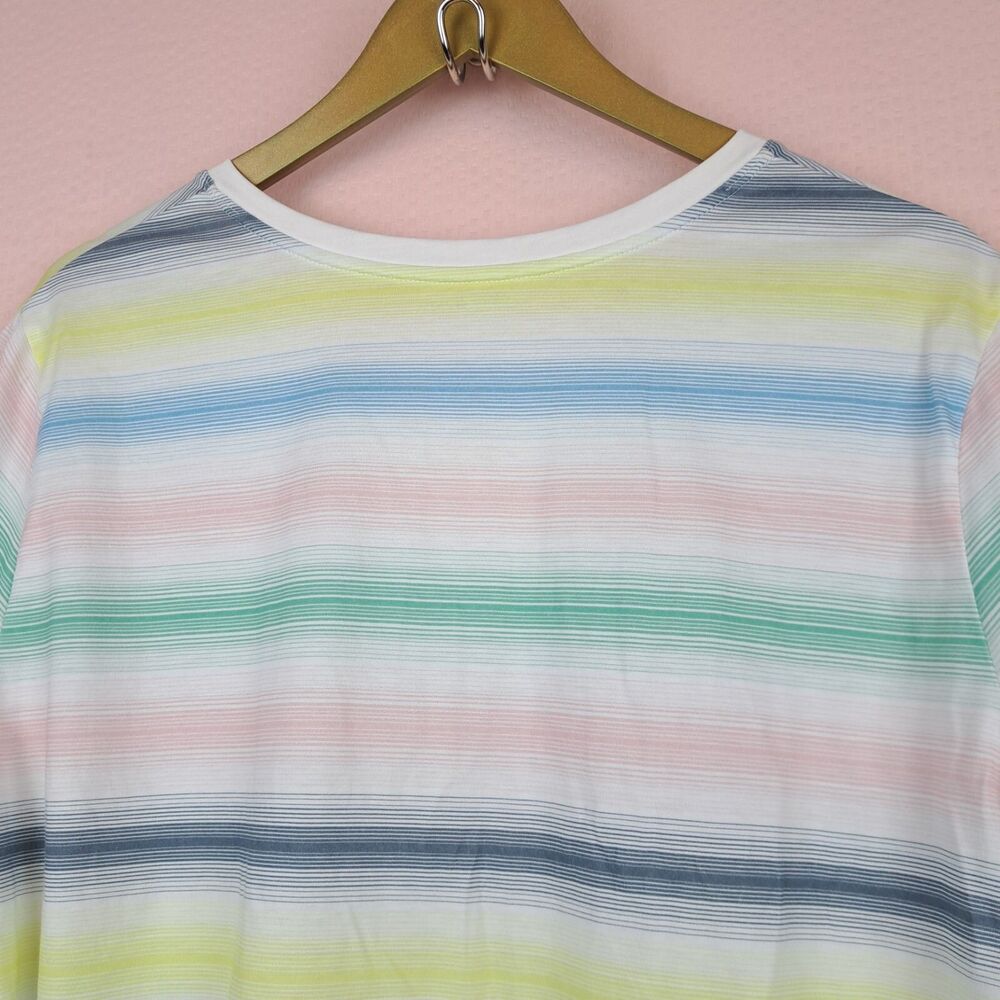 Lands’ End Pastel Striped Short Sleeve Cotton T Shirt Size L 100% Cotton - Picture 11 of 11